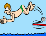 Disegno Salto dal trampolino  pitturato su nuoto