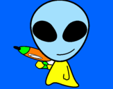 Disegno Alieno II pitturato su alieno