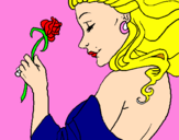Disegno Principessa con una rosa pitturato su azzurra99