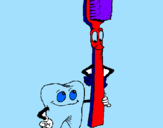 Disegno Molare e spazzolino da denti pitturato su jesus4485