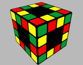 Disegno Cubo di Rubik pitturato su sissi