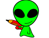 Disegno Alieno II pitturato su david