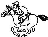 Disegno Corsa di cavalli  pitturato su chiara