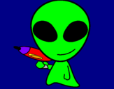 Disegno Alieno II pitturato su matteo