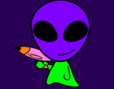 Disegno Alieno II pitturato su alieno