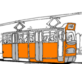 Disegno Tram con passeggeri  pitturato su leonardo r