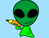 Disegno Alieno II pitturato su andrea