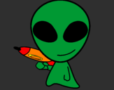 Disegno Alieno II pitturato su vincenzo esposito