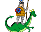 Disegno San Giorgio con il drago  pitturato su fgbfhft