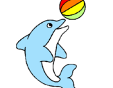 Disegno Delfino con una palla  pitturato su GIOGIA