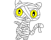 Disegno Mummia gatto scaraboechio pitturato su colof