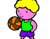 Disegno Giocatore di pallacanestro  pitturato su pinco pallo
