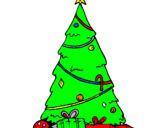 Disegno Abete con decorazioni natalizie  pitturato su luca fabri