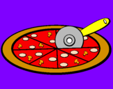 Disegno Pizza pitturato su marta