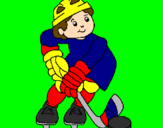 Disegno Bambino che gioca a hockey  pitturato su davide