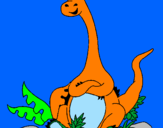 Disegno Diplodocus seduto  pitturato su nicole