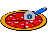 Disegno Pizza pitturato su lulù