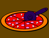 Disegno Pizza pitturato su miriana