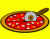 Disegno Pizza pitturato su lorenzo