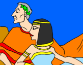 Disegno Cesare e Cleopatra  pitturato su marco