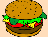 Disegno Hamburger completo  pitturato su Nada
