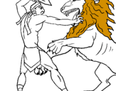 Disegno Gladiatore contro un leone pitturato su francesca sanfi