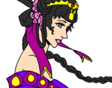Disegno Principessa cinese pitturato su fra