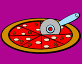 Disegno Pizza pitturato su marty