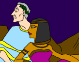 Disegno Cesare e Cleopatra  pitturato su marty