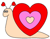 Disegno Lumachina cuore  pitturato su serena