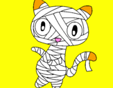 Disegno Mummia gatto scaraboechio pitturato su iry