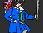Disegno Pirata con il pappagallo  pitturato su ilaria