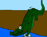 Disegno Alligatore che entra nell'acqua  pitturato su NEIDIRI DI AVATAR