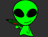 Disegno Alieno II pitturato su fabri