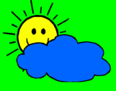 Disegno Sole con nuvola  pitturato su luca