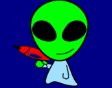 Disegno Alieno II pitturato su giovanni