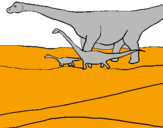 Disegno Famiglia di Brachiosauri  pitturato su alessia