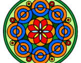 Disegno Mandala 35 pitturato su fiore della vita