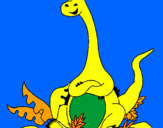 Disegno Diplodocus seduto  pitturato su alex