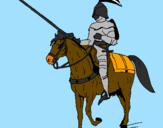 Disegno Cavallerizzo a cavallo  pitturato su ayoub