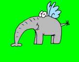 Disegno Elefante con le ali  pitturato su ALESSANDRO