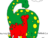Disegno Dinosauri pitturato su marta