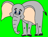Disegno Elefante felice  pitturato su margherita