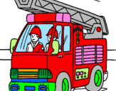 Disegno Camion dei Pompieri  pitturato su Matteo