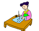 Disegno Calligrafia cinese  pitturato su giorgia melpignano