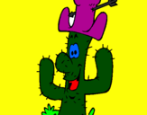 Disegno Cactus con il cappello  pitturato su GAIA