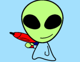 Disegno Alieno II pitturato su raimondo