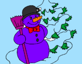 Disegno Pupazzo di neve e albero di Natale pitturato su nicole