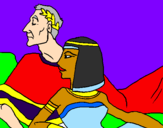 Disegno Cesare e Cleopatra  pitturato su cleopatra e cesare