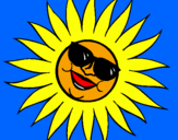 Disegno Sole con gli occhiali da sole pitturato su livio